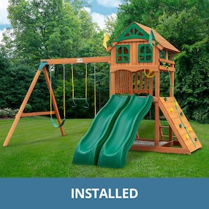 Gorilla Playsets Professionally Installed Outing III Wooden Outdoor ...