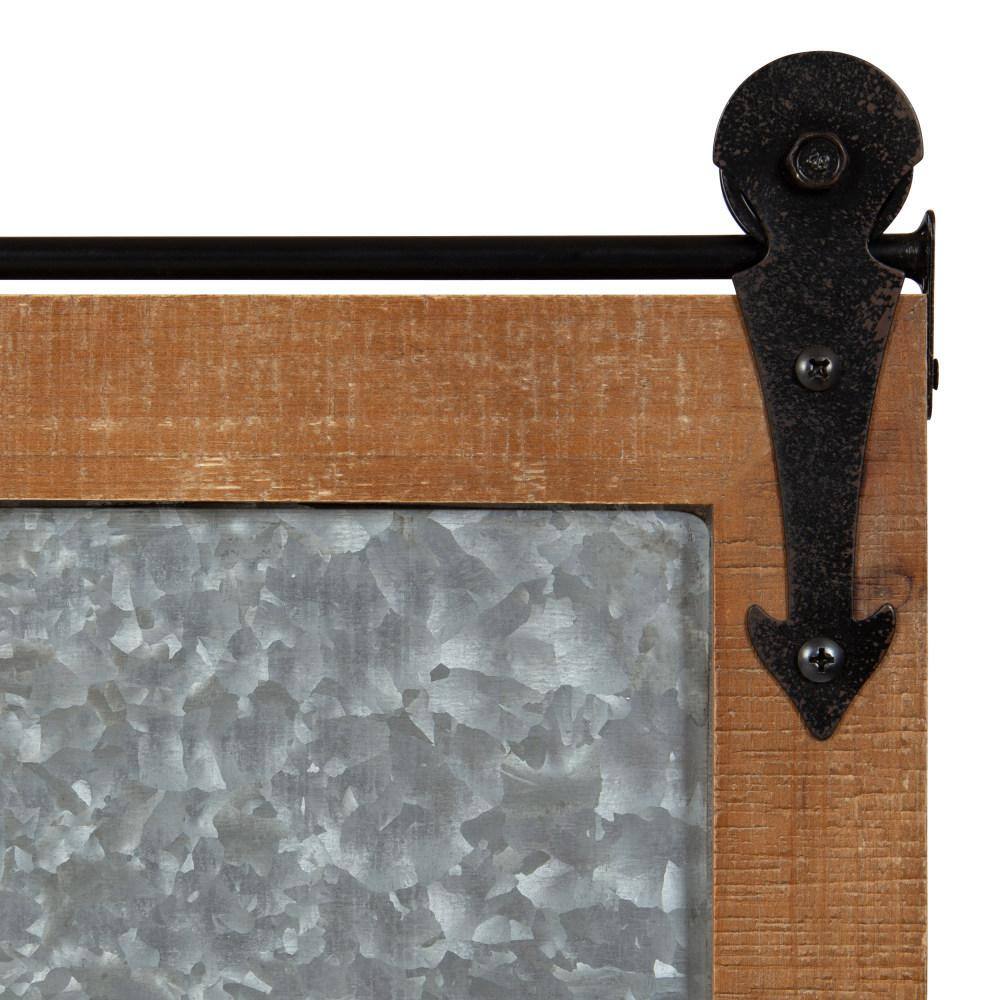 Rustic Brown Medium Wood and Steel Magnetic Memo Board