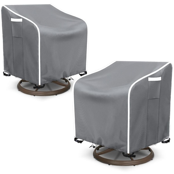 OVCRNIBI Outdoor Rotary Recliner Cover, 500D Waterproof Lawn Furniture Cover, Gray, 30 in. W x 34 in. D x 38.5 in. H (2-Piece)