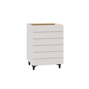 Shaker Assembled 24x34.5x24 in. 6-Drawer Base Cabinet with Metal Drawer Boxes in Vanilla White
