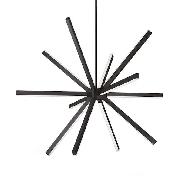 KUZCO Sirius 48-Watt 48 in. 12-Light Integrated LED Black Chandelier