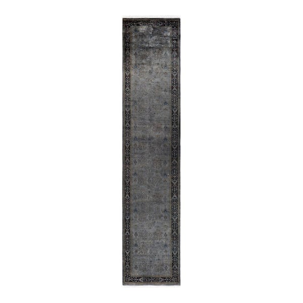Solo Rugs Gray 2 ft. 6 in. x 12 ft. 3 in. Fine Vibrance One-of-a-Kind Hand-Knotted Area Rug