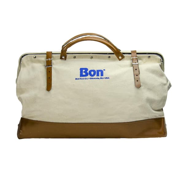 Bon Tool 24 in. Canvas Tool Bag with Leather Bottom