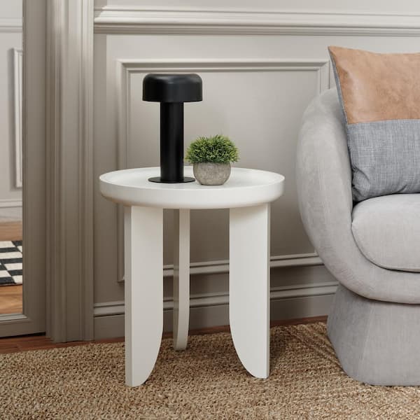 SAFAVIEH Malyn 18.1 in. Ivory Round Wood End Table