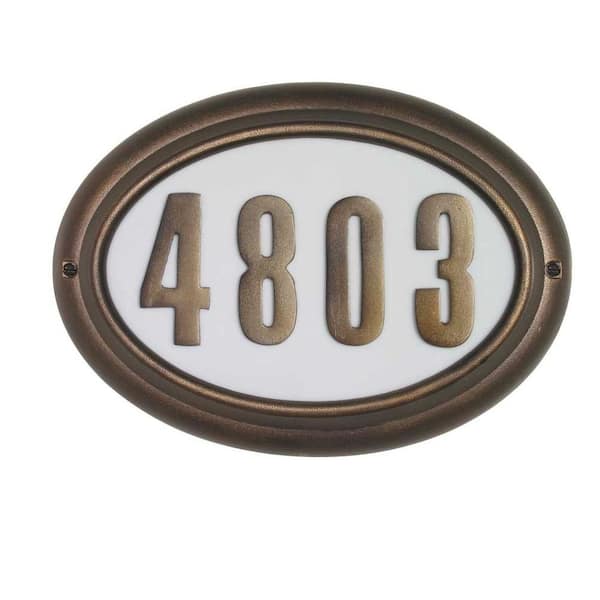 QualArc Edgewood Oval Aluminum Lighted Address Plaque