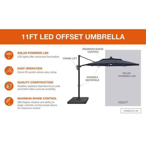 10ft hanging patio umbrella 10ft Solar LED Offset Hanging Market Patio Umbrella (Orange)