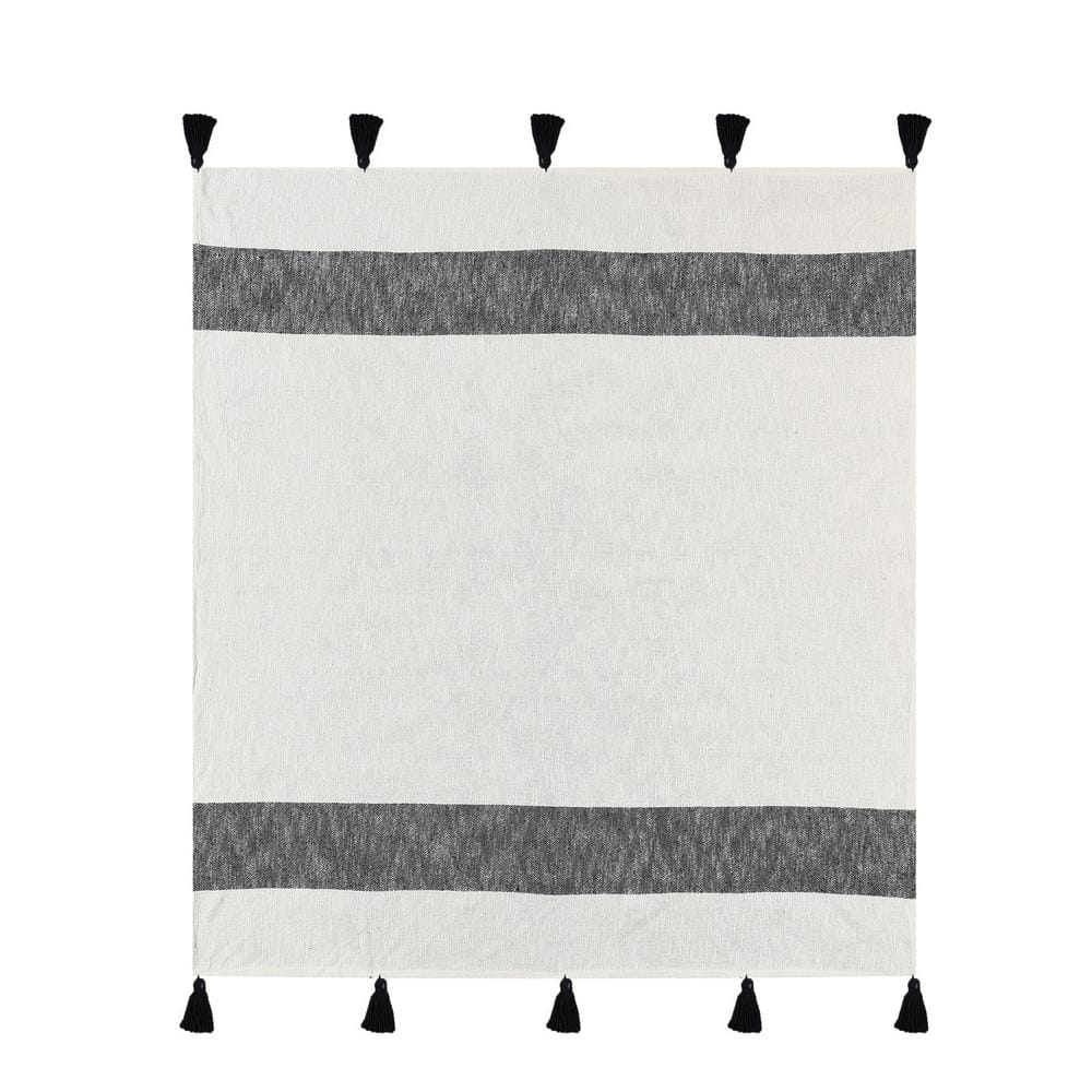Bliss Midnight Blue/White Hand-Woven Striped Farmhouse All Natural Cotton T