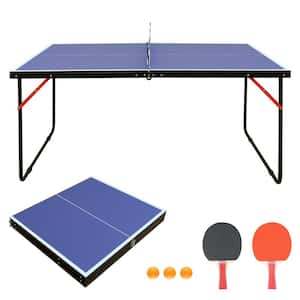 4.5 ft. Foldable Portable Table Tennis Table Set with Net, 2 Table Tennis Paddles and 3 Balls
