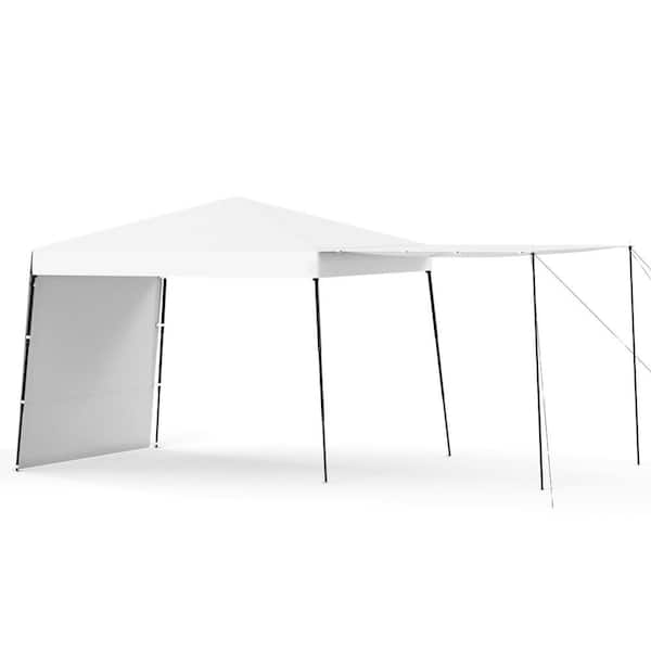 HOMMOW 10 ft. x 10 ft. Pop-Up Canopy Tent with 2 Sidewalls, Waterproof Sun Shade Tent for Events and Backyard Gatherings, White