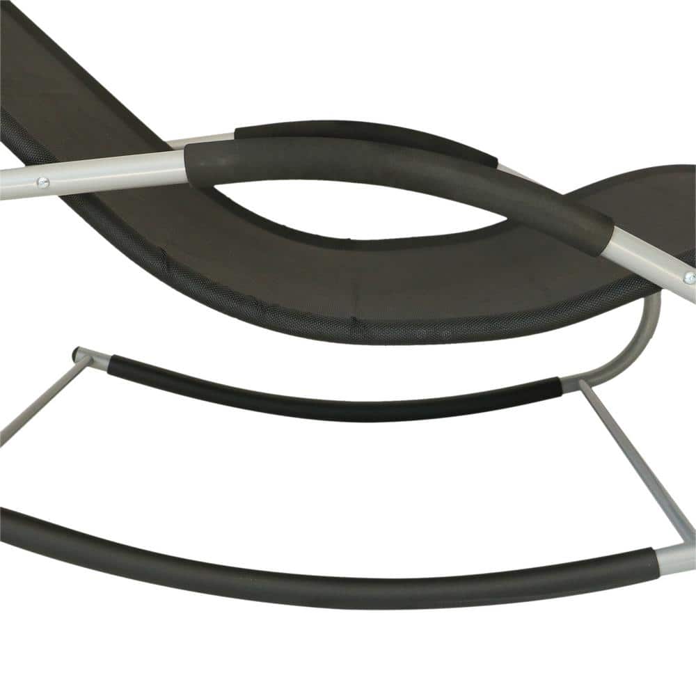 Elysian Black Zero Gravity Rocking Chaise with Cushioned Headrest