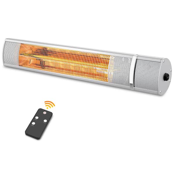 Patioboss 1500 Watt Metallics 3 Elements Electric Other Wall Mounted Quartz Outdoor Infrared Space Heater With Remote Control Tw15r Sl - Wall Mounted Electric Garden Heaters Uk
