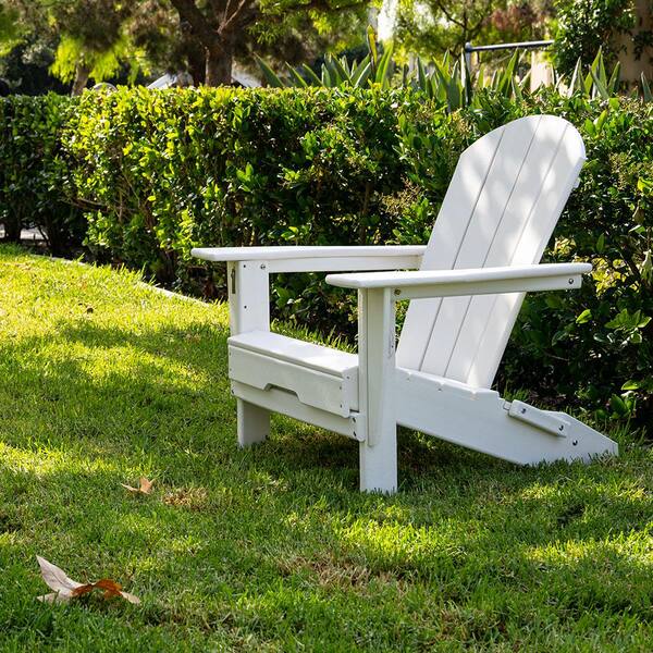 Backyard & Lawn Furniture White LAYRIAR HDPE Plastic/Resin Foldable Outdoor Adirondack Chair for Patio Deck Garden 