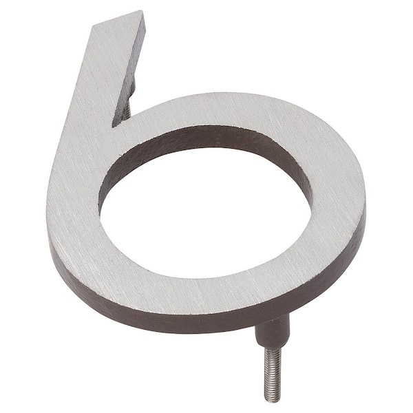 Montague Metal Products 4 in. Satin Nickel/Roman Bronze 2-Tone Aluminum Floating or Flat Modern House Number 6