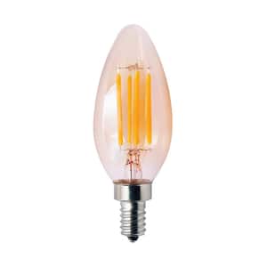 60-Watt Equivalent 5.5-Watt B11 Dimmable LED Amber Filament Antique Vintage Chandelier Light Bulb Amber