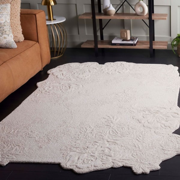 Mykonos 5 ft. x 8 ft. Ivory High-Low Floral Area Rug