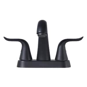 4 in. Centerset Double Handle High Arc Bathroom Sink Faucet in Black