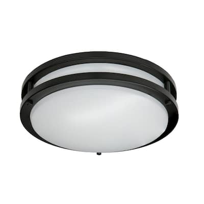 Orbit 15 in. Matte Black Round LED Flush Mount with Night Light 1600LM 22W Adjustable CCT Dimmable (8-Pack)
