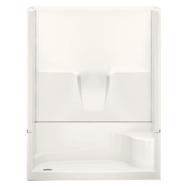 Aquatic Remodeline 60 in. x 34 in. x 76 in. 4-Piece Shower Stall with Seat and Left Drain in Bone