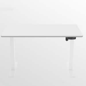 40 in. Retangular White Manufactured Wood & Steel Computer Desk with Adjustable Height