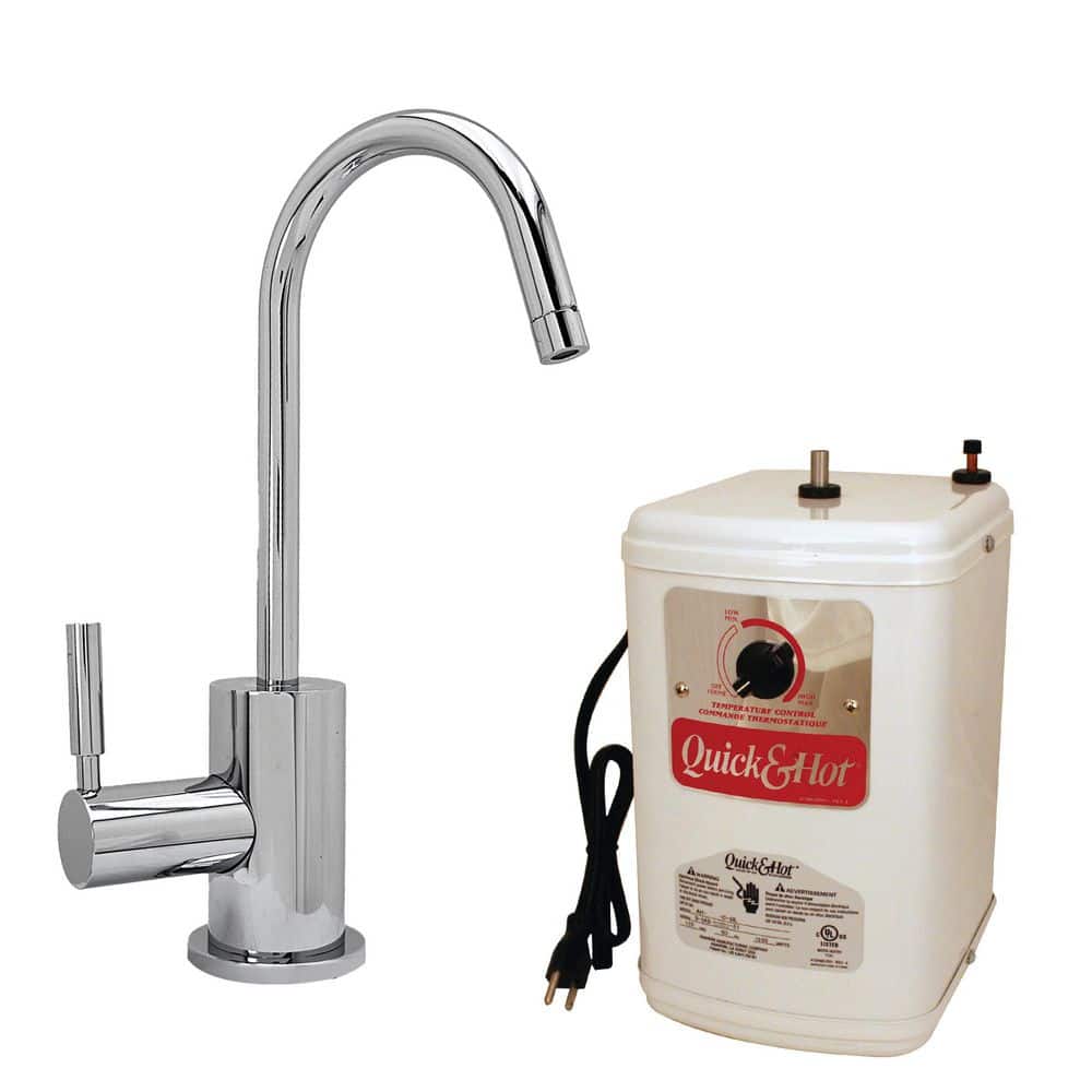 Westbrass 9.5 in. Contemporary 1-Lever Handle Hot Water Dispenser Faucet with Instant Heating Tank, Polished Chrome