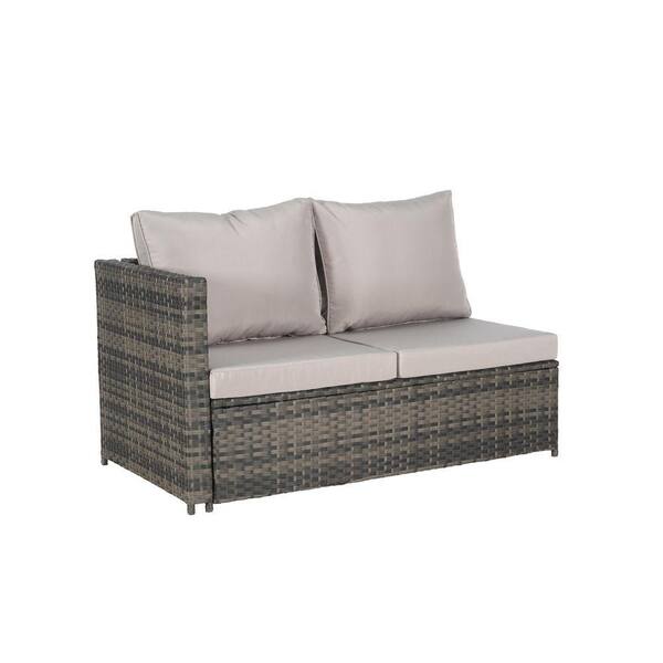 6-Piece Wicker Outdoor Sectional Set, Patio Conversation Set with