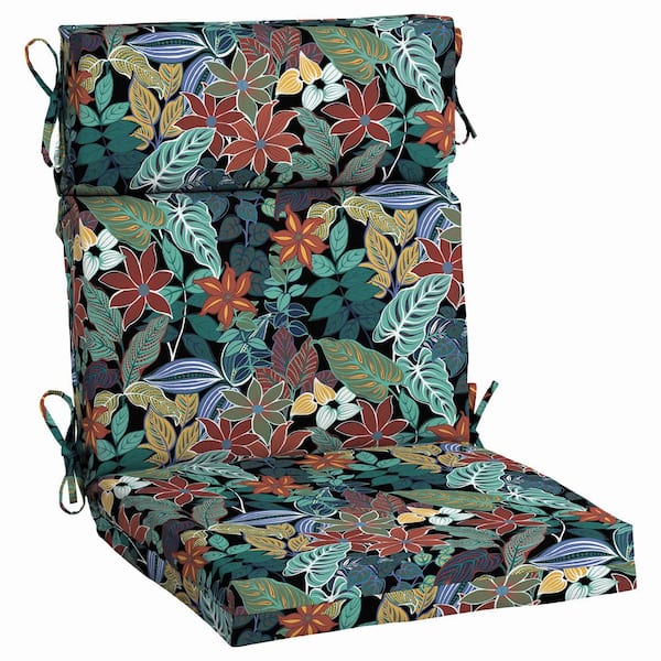 20 in. x 24 in. Black Tropical Outdoor High Back Dining Chair Cushion