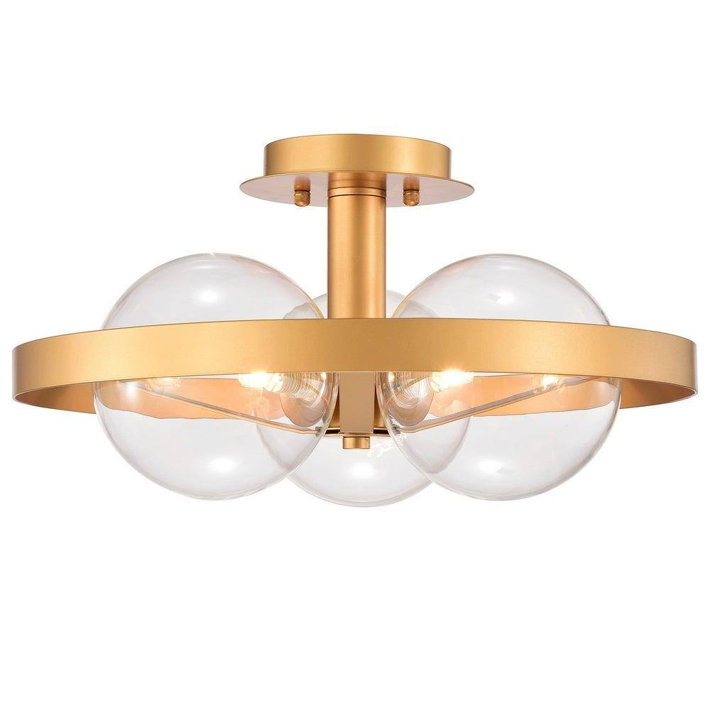 Warehouse of Tiffany Lerryn 9 in. 3Light Indoor Matte Gold Finish Semi