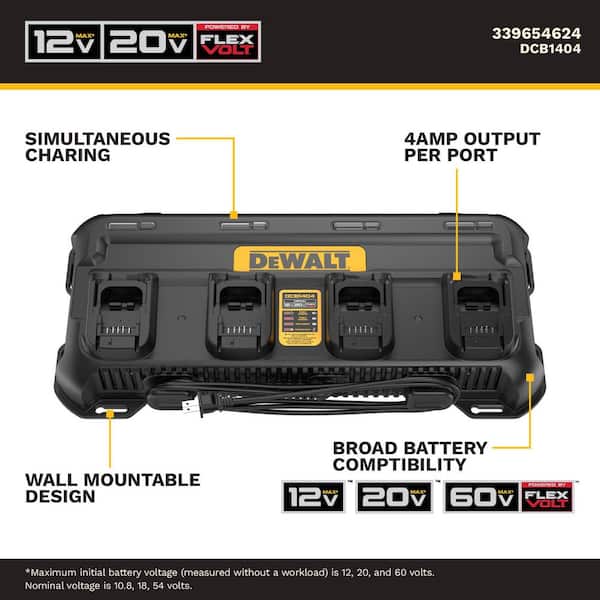 12V/20V/60V MAX 4-Amp 4-Port Lithium-Ion Battery Charger and 20V MAX Lithium-Ion 6.0Ah and 4.0Ah Battery and Charger Kit