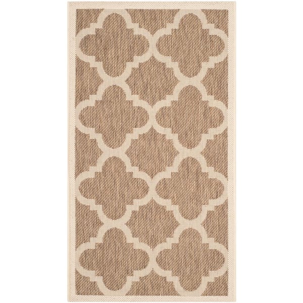 SAFAVIEH Courtyard Brown Doormat 3 ft. x 5 ft. Geometric Indoor/Outdoor Patio Area Rug