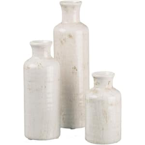3-Piece White Farmhouse Ceramic Table Top Vase for Home Decor