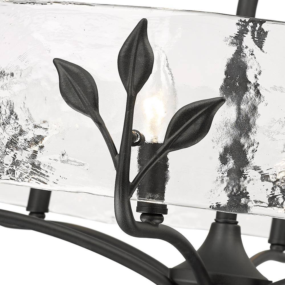 Calla Black Steel Drum Chandelier with Hammered Glass