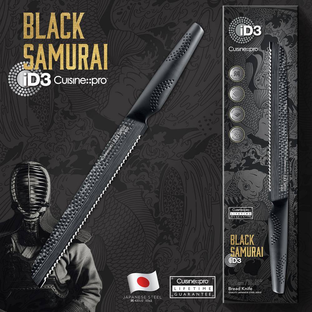 iD3 BLACK SAMURAI 8 in. Stainless Steel Full Tang Bread Knife - thumbnail 3