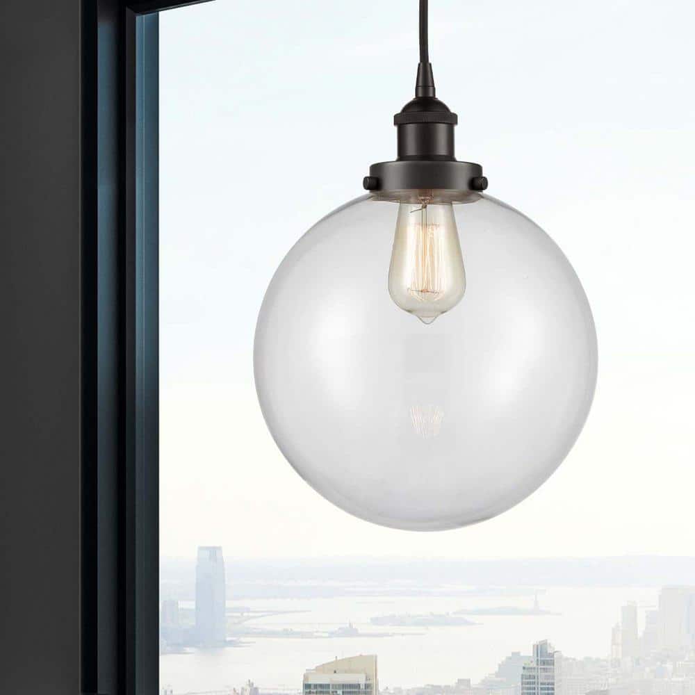 Edison Mini Globe Pendant Light in Matte Black with Clear Shade