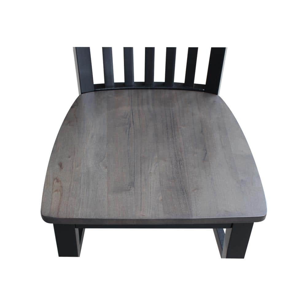Cosmo High Slat-Back Solid Wood Side Chair in Coal Black