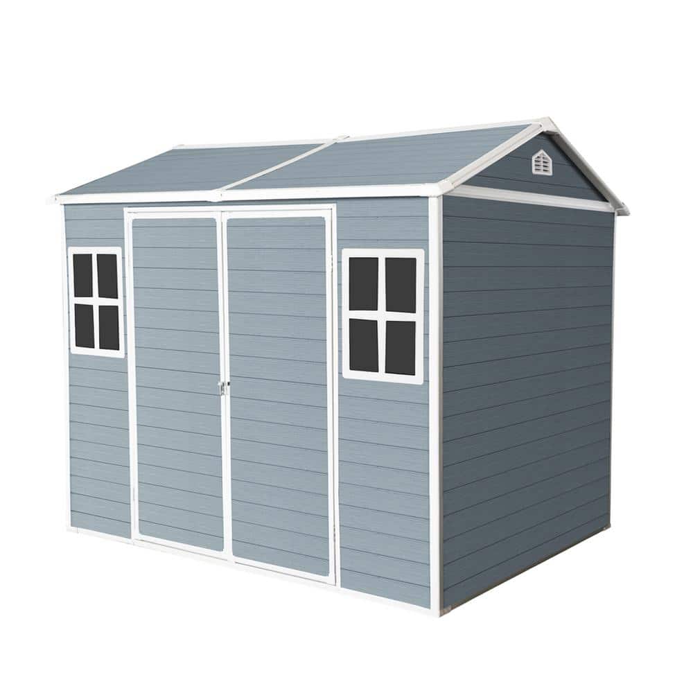 96 in. W x 75 in. D x 85 in. H Grey Polypropylene Outdoor Storage Cabinet w