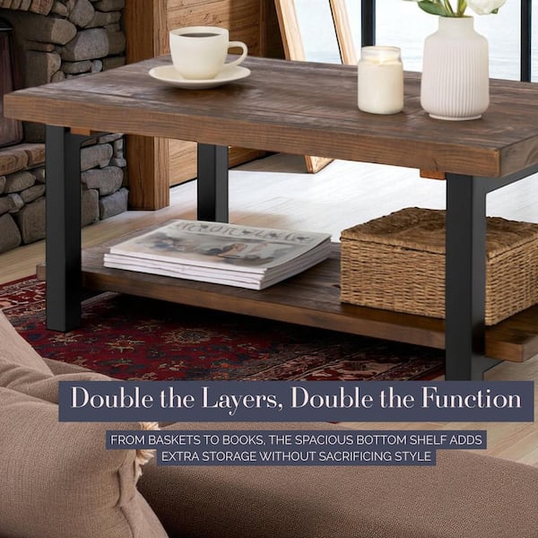 Alaterre Furniture Pomona 42 in. Rustic/Natural Rectangle Wood Top