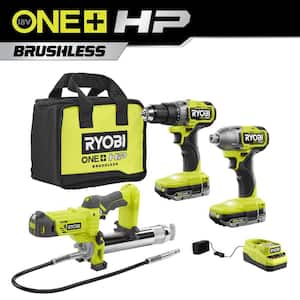 ONE+ HP 18V Brushless Cordless 2-Tool Combo Kit w/(2) 2.0 Ah Batteries, Charger, Bag, and Grease Gun