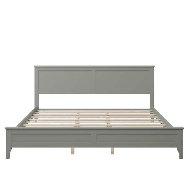 Boosicavelly Gray Solid Wood Frame King Platform Bed