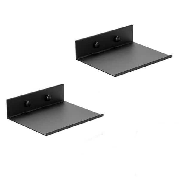 NVNOO 6 in. Black Metal Wall Mounted Shelves for Mini Floating Shelf, Decor Display Wall Shelf (2-Pack)