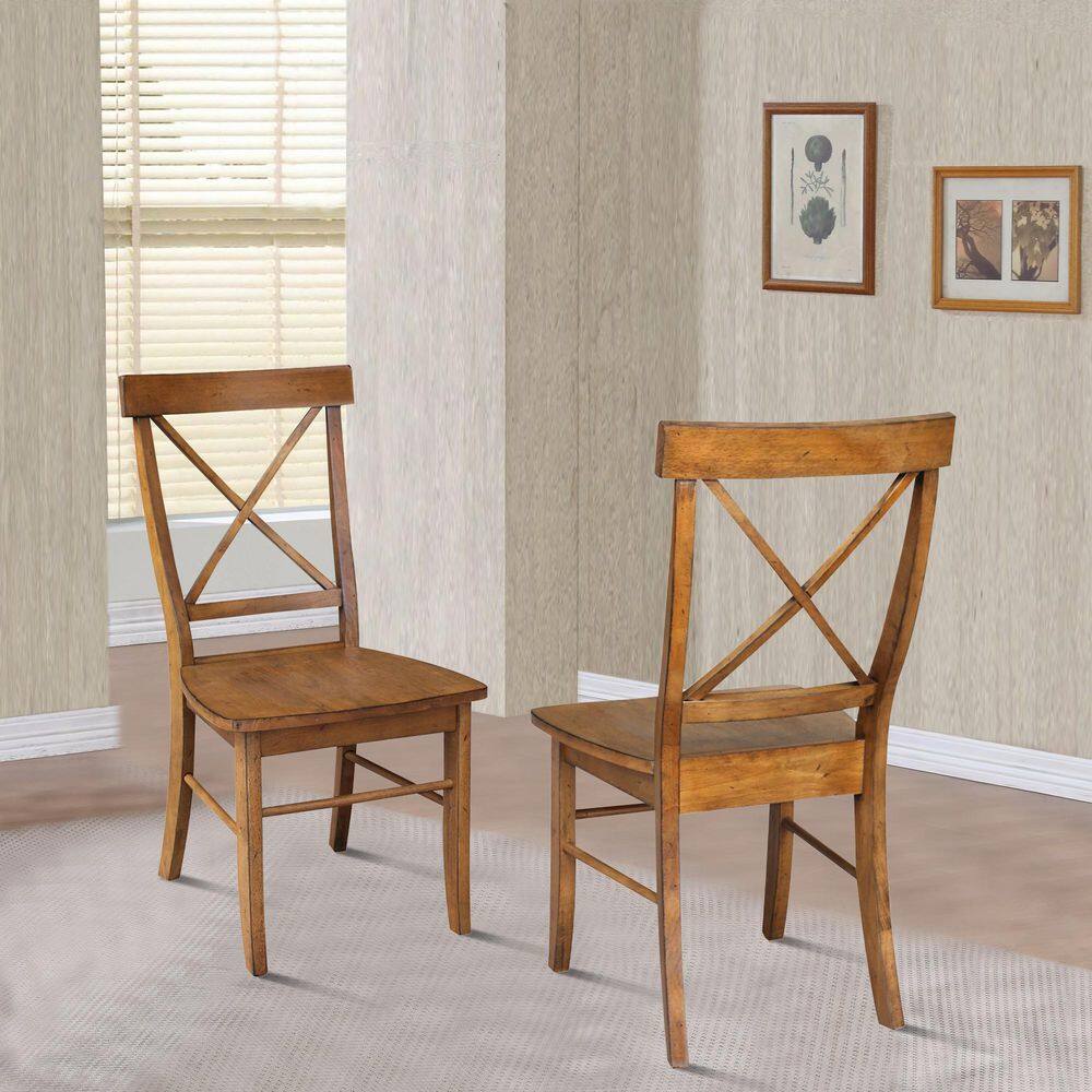Elegant Pecan Brown Solid Wood Cross-Back Side Chair