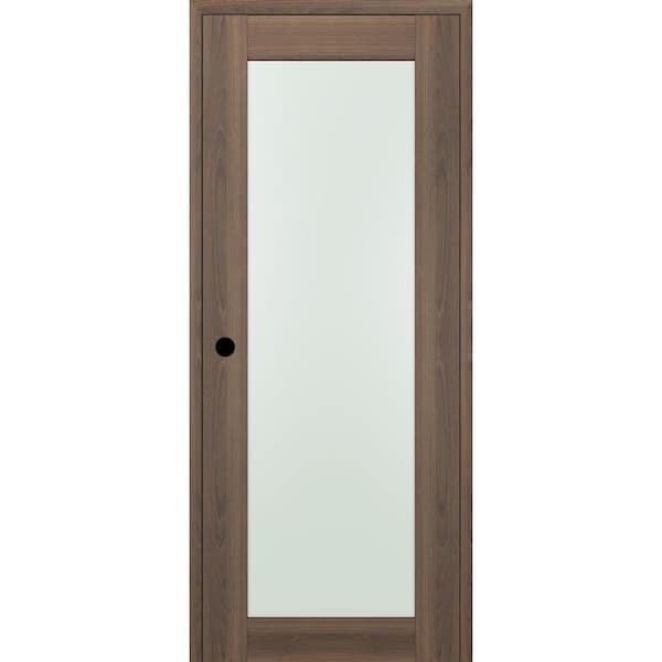 Avon 207 N DIY-Friendly 24 in. х 96 in. Right-Hand Frosted Glass Pecan Nutwood Composite Single Prehung Interior Door