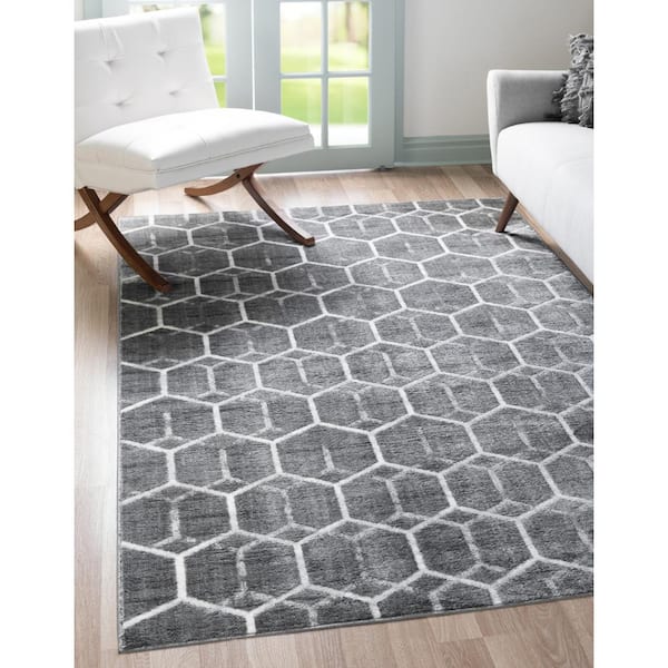 Matrix Trellis Tile Gray 9 ft. x 12 ft. Area Rug