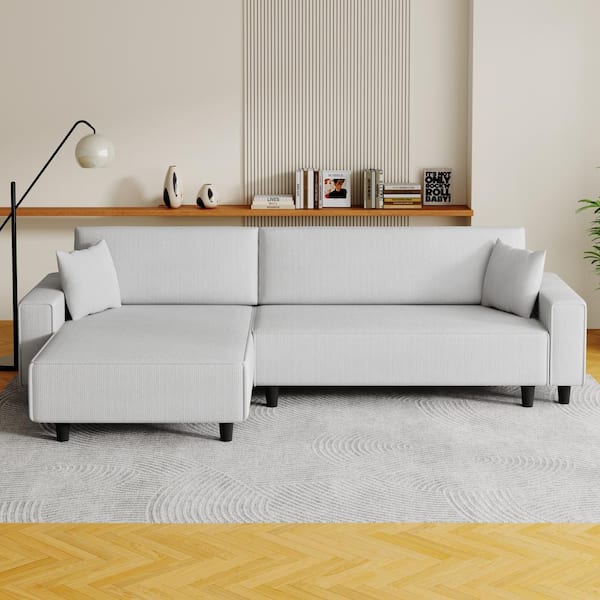 93 in. Gray Corduroy Polyester Twin Size Retractable Sofa Bed