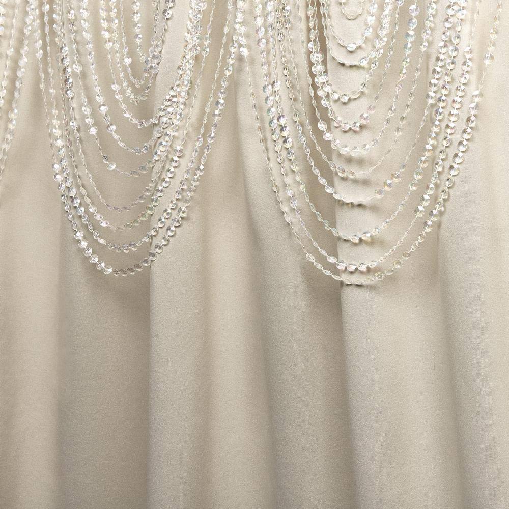Sand Polyester Room Darkening Beaded Valance Curtain Panels
