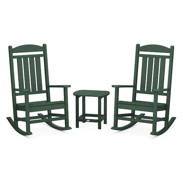 POLYWOOD Presidential Green 3-Piece Plastic Patio Conversation Set