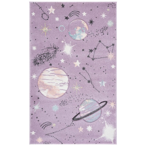 Carousel Kids 4 ft. x 6 ft. Purple/Orange Galaxy Area Rug