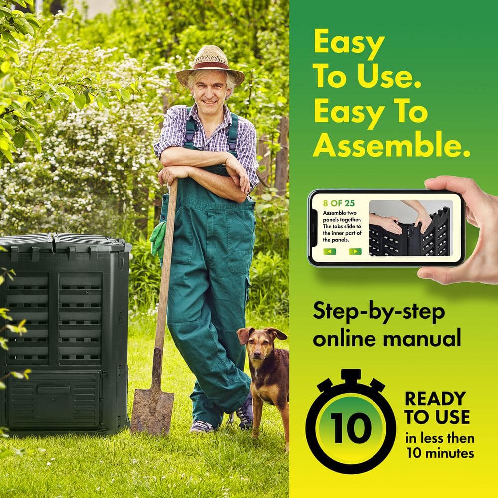 95 Gallons Plastic Odor Resistant Outdoor Stationary Composter with Latching Lid