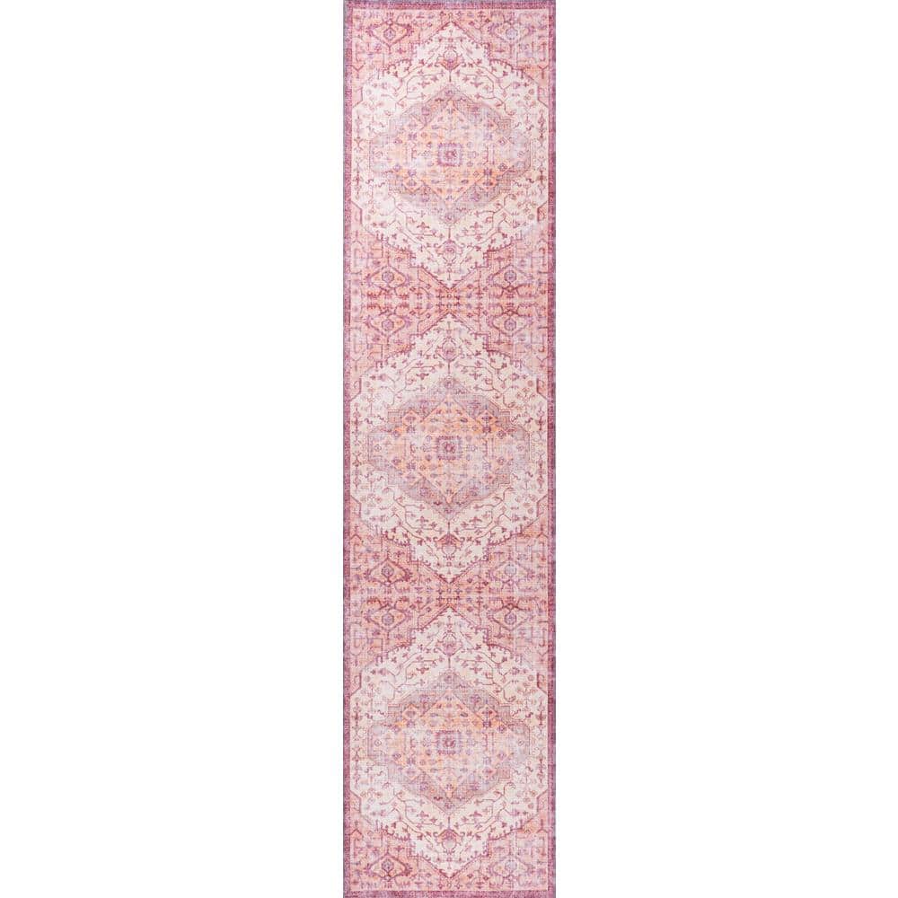 Alacati Ogee Medallion 2x8 ft Red Synthetic Area Rug