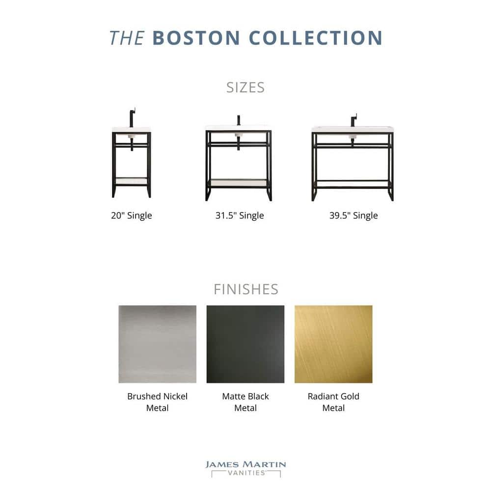 Boston 20" Brushed Nickel Stainless Steel Single Bathroom Vanity Set