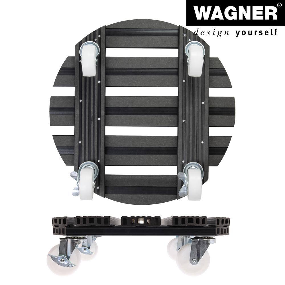 16" Gray Wood Plastic Composite Round Plant Caddy